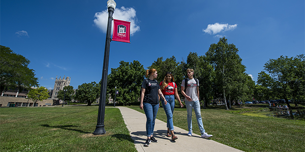 Students walking on campus